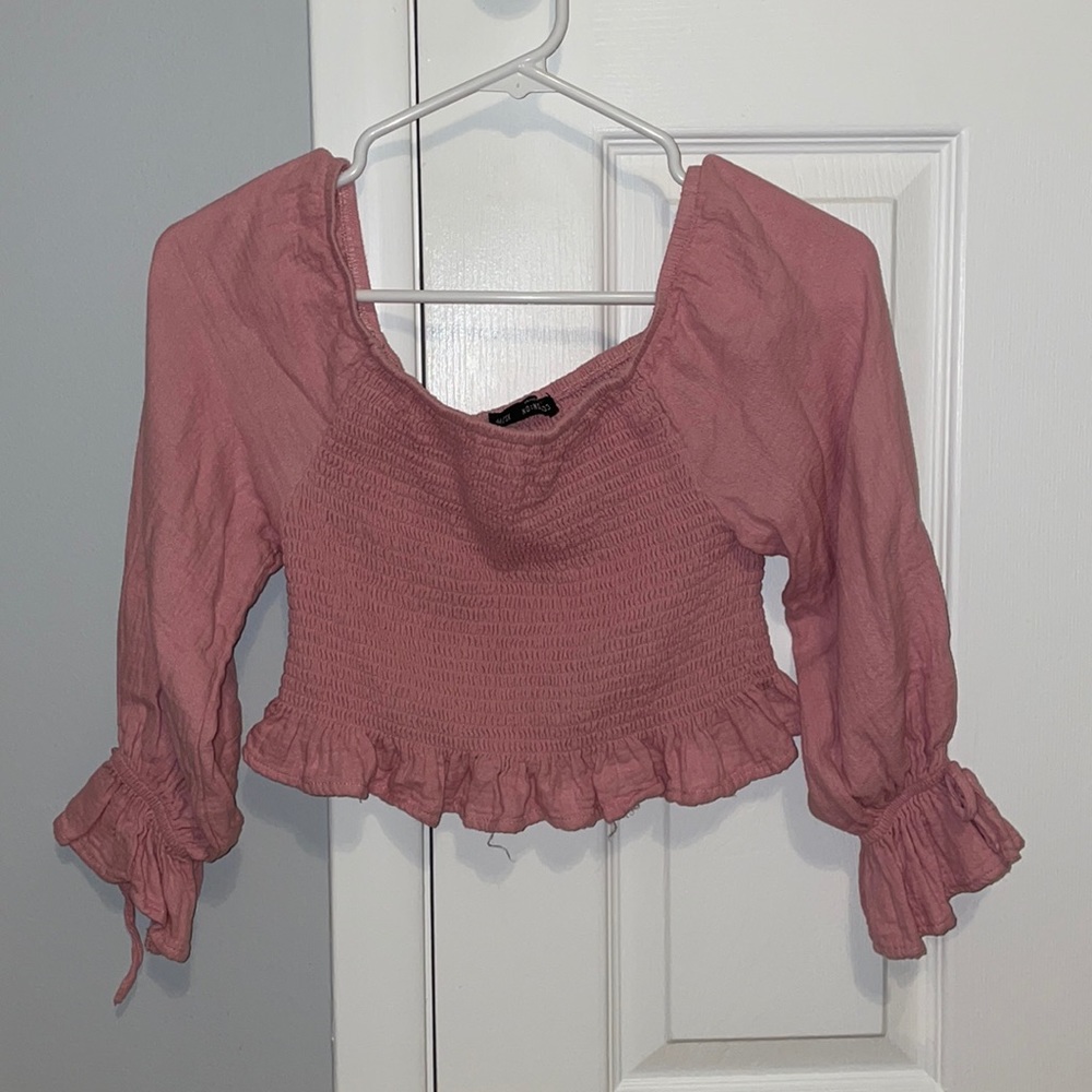 pink long sleeve top